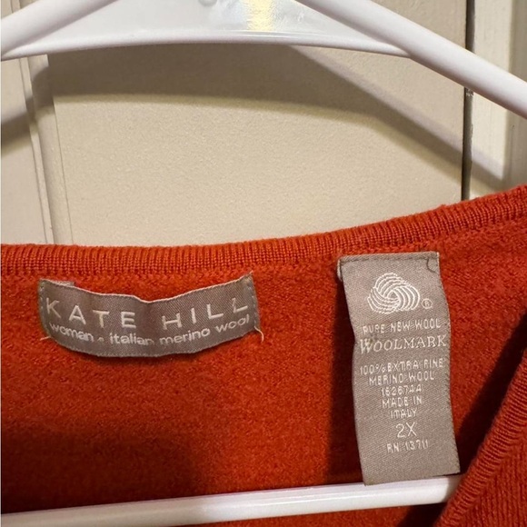 Kate Hill Rust Orange Merino Wool Sweater TShirt - Picture 2 of 7